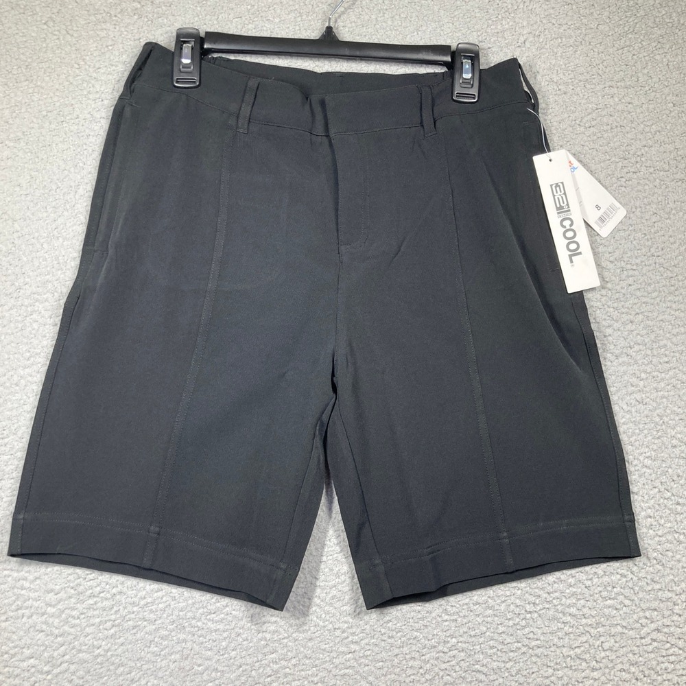 32 Degrees Cool Shorts Womens 8 NEW Black Performance Stretch Golf Active 10887
